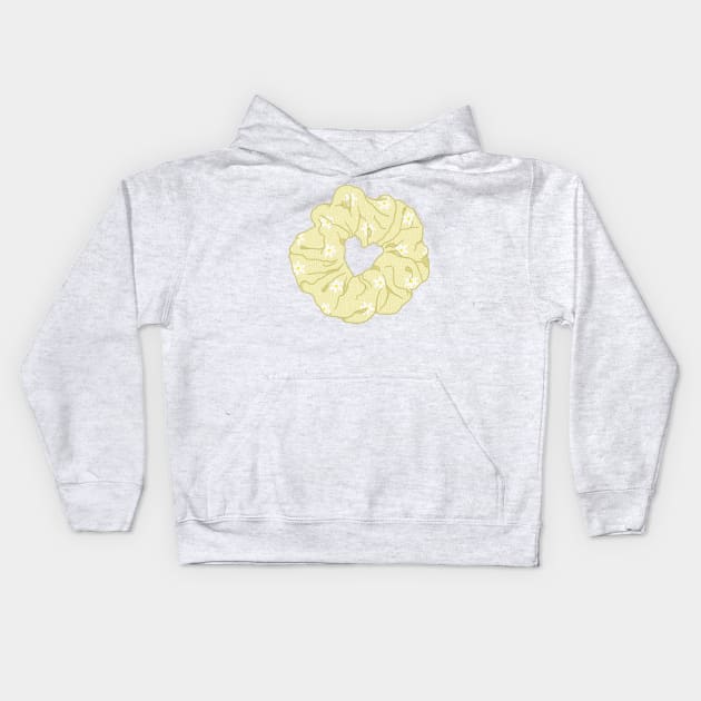 Light yellow scrunchie with daisies Kids Hoodie by Nikamii
